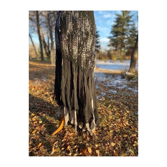 Vtg 90s Y2K Sue Wong Nocturne Gown 100% Silk Dress Beads Mermaid Glam Celestial - Picture 13 of 15